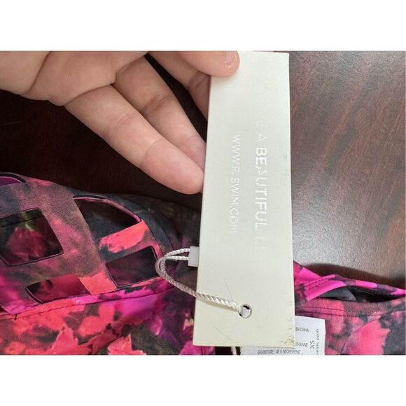 NWT Elizabeth Jones Floral Surf Swim Zip Up Swim Top Size X-Small - Picture 6 of 7